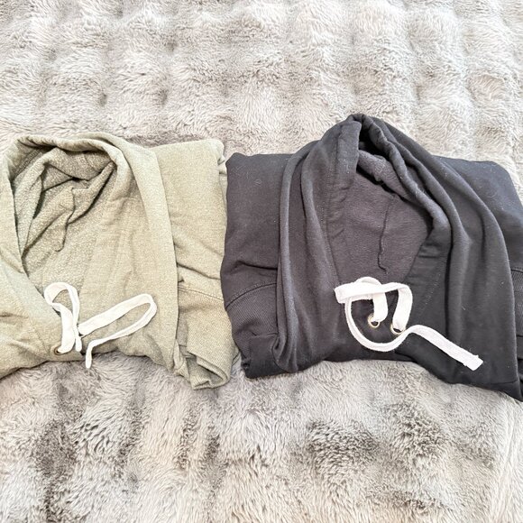 2 of BUFFALO David Bitton Women's Black & Dark Green Hoodies Sweater Sz. Large - Picture 1 of 12